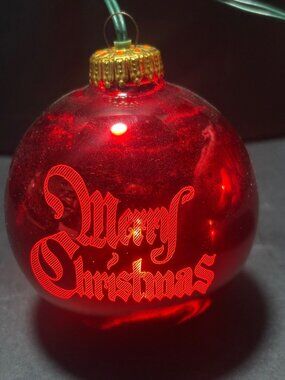 LuminEtch VTG 1993 Merry Christmas Ornament Red Glass 766/10000 Holiday